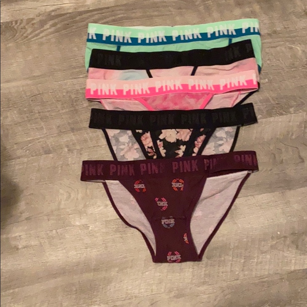 set of five victoria’s secret pink panties